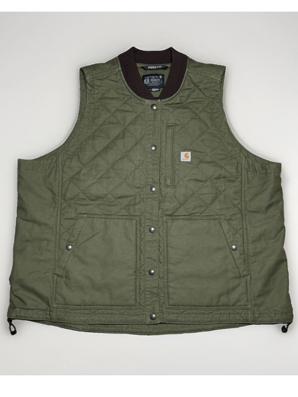 Carhartt Rugged Flex Men's 2X Green Quilted Insulated Snap Front Vest Relaxed